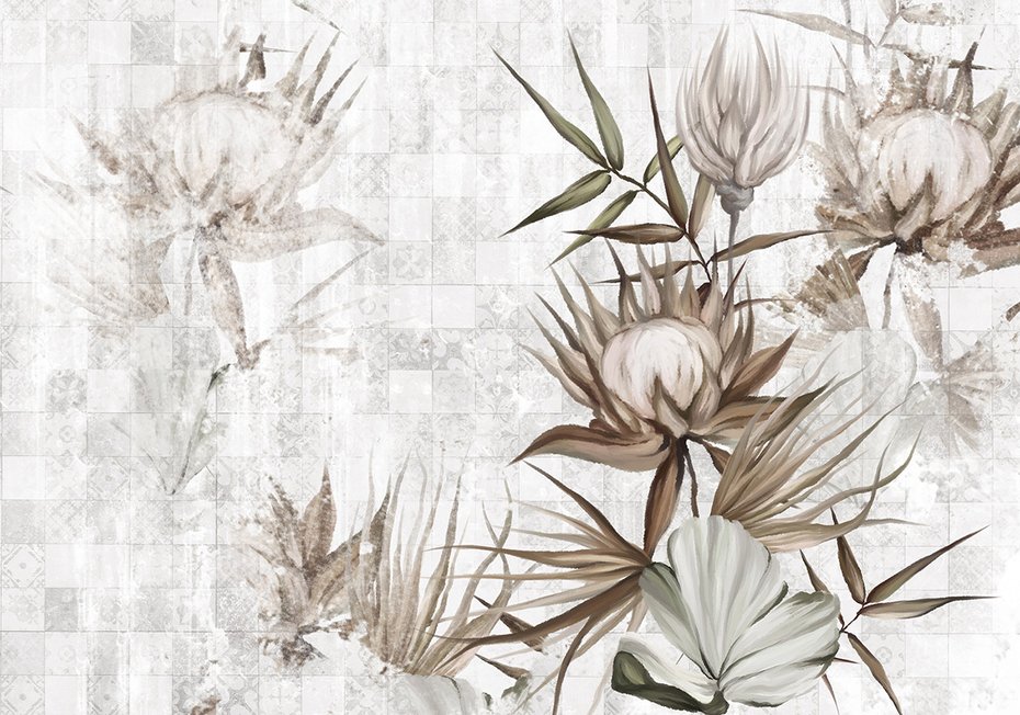 Fototapeta - loft, bawełna, trawy