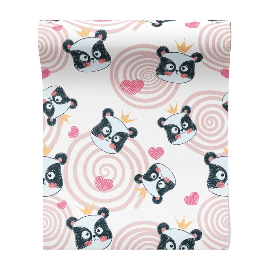 Tapeta - dziecięca, panda, korona, serce