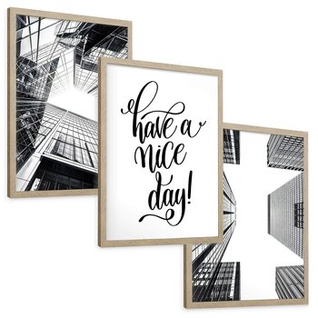 Zestaw obrazy w ramie, plakaty - architektura, budynki, miejski - rama drewno