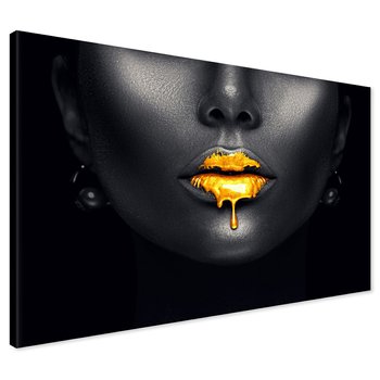 Obraz na płótnie - usta, złoto, czarny