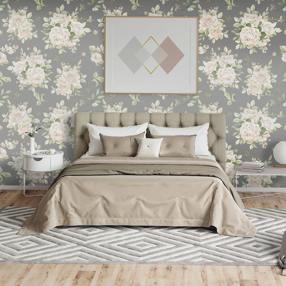 Tapeta - róże, bukiet, liście