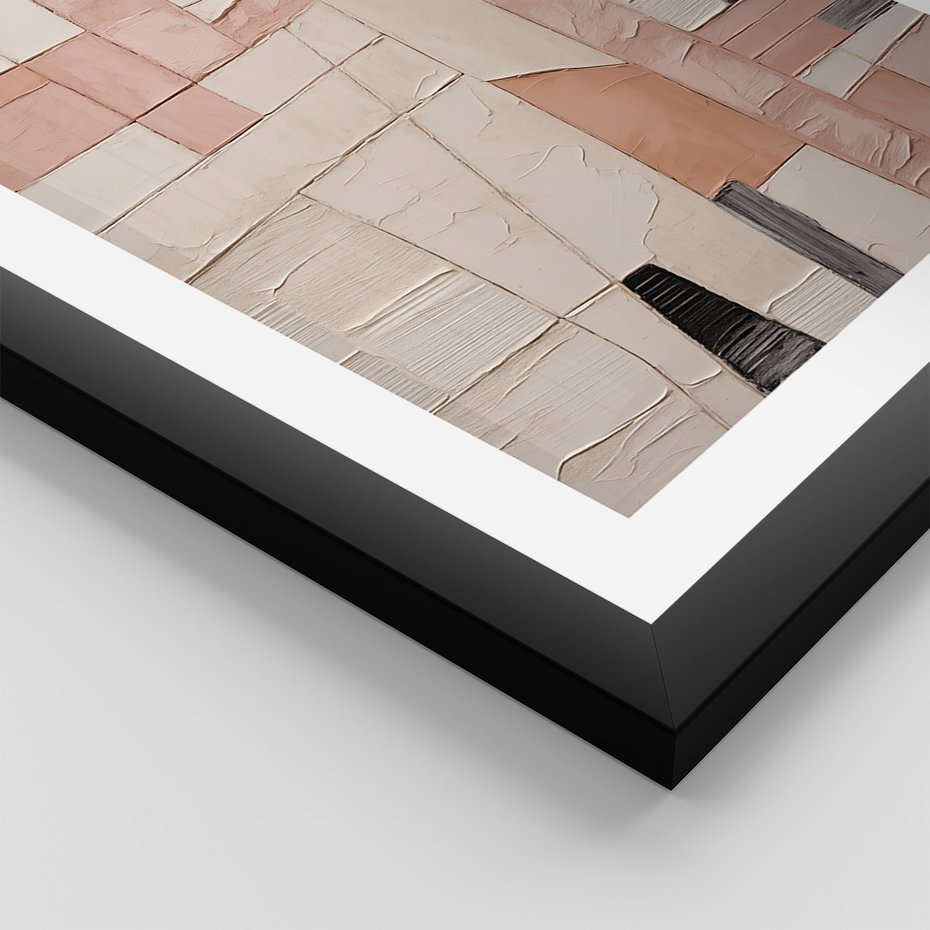 Zestaw obrazy w ramie, plakaty - abstrakcja, pastelowe, geometryczne - rama czarna