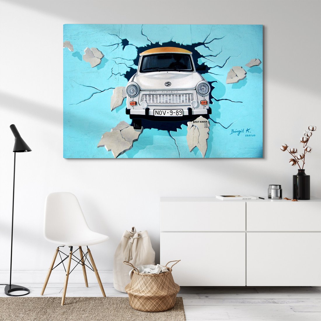 Obraz na płótnie - Trabant, mur, auto