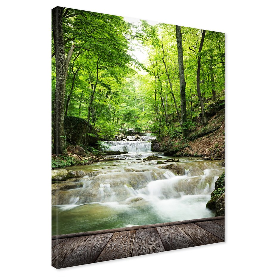 Obraz na płótnie - las, wodospad, natura