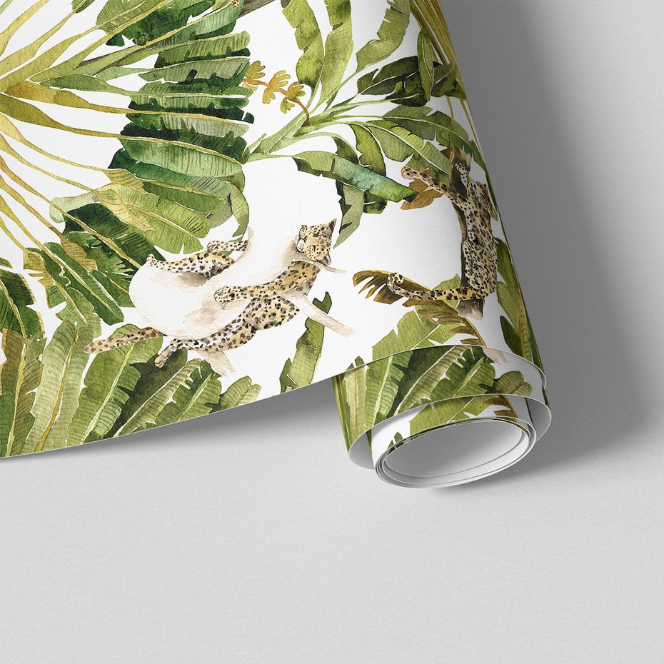 Tapeta - liście, leopard, dżungla