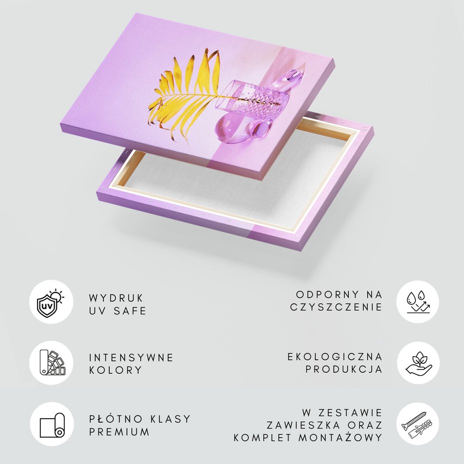 Obraz na płótnie - liść, szkło, kula