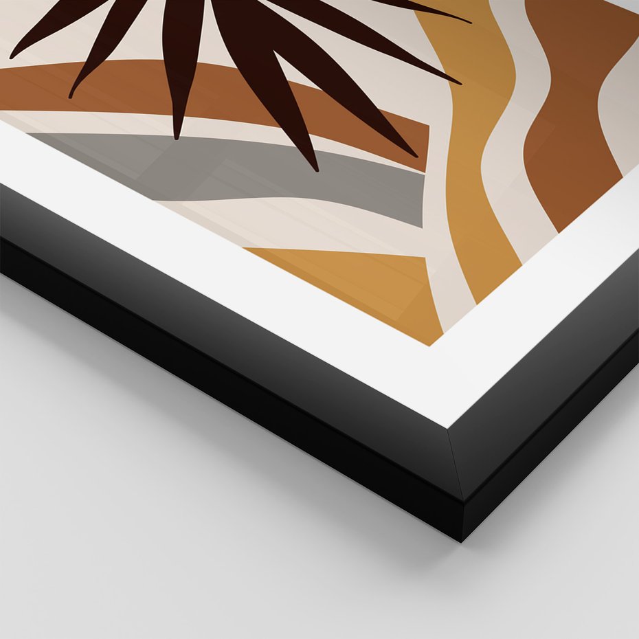 Zestaw obrazy w ramie, plakaty - liście, abstrakcja, rośliny - rama czarna