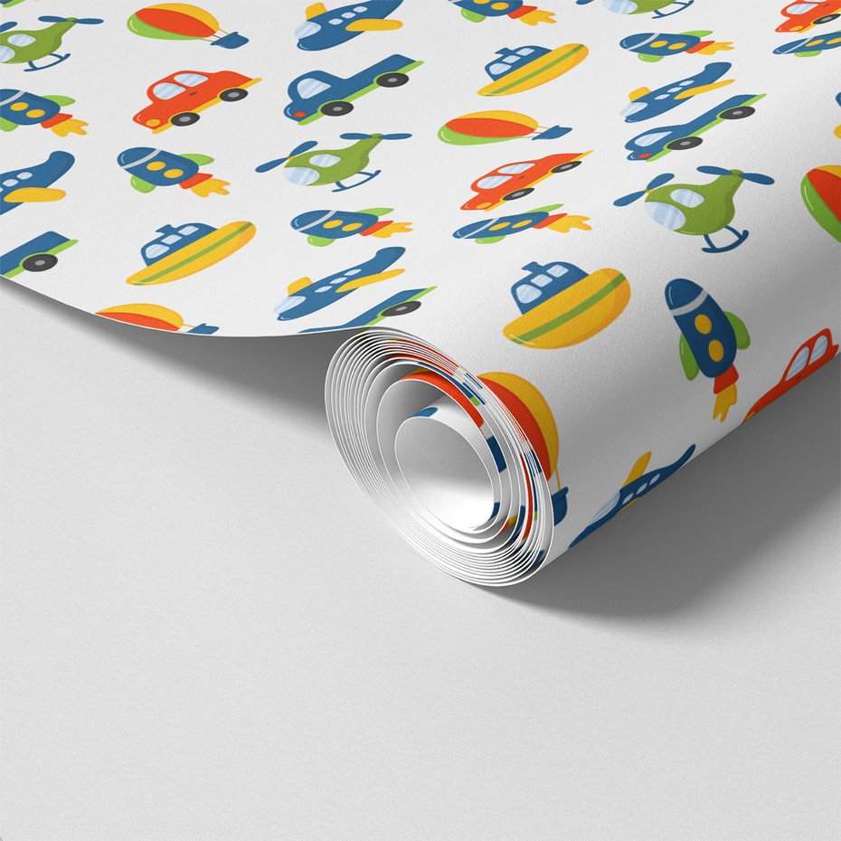 Tapeta - dziecięca, pojazdy, samolot, helikopter