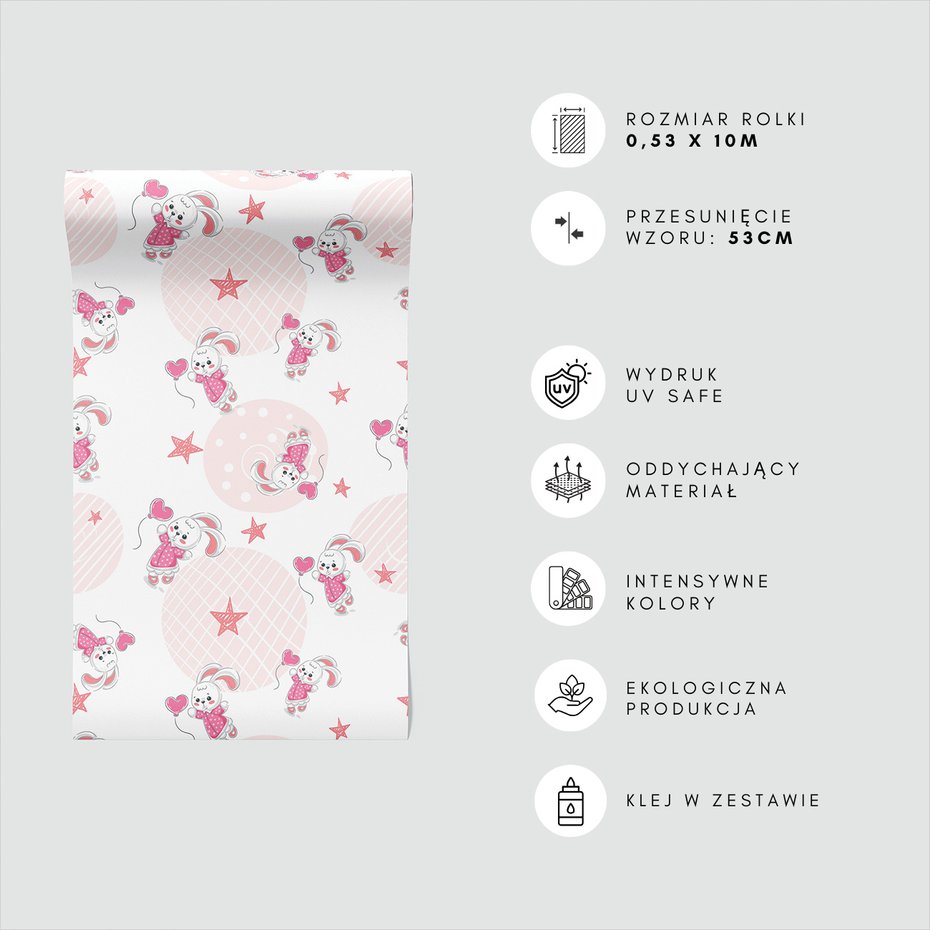 Tapeta - dziecięca, królik, gwiazda,