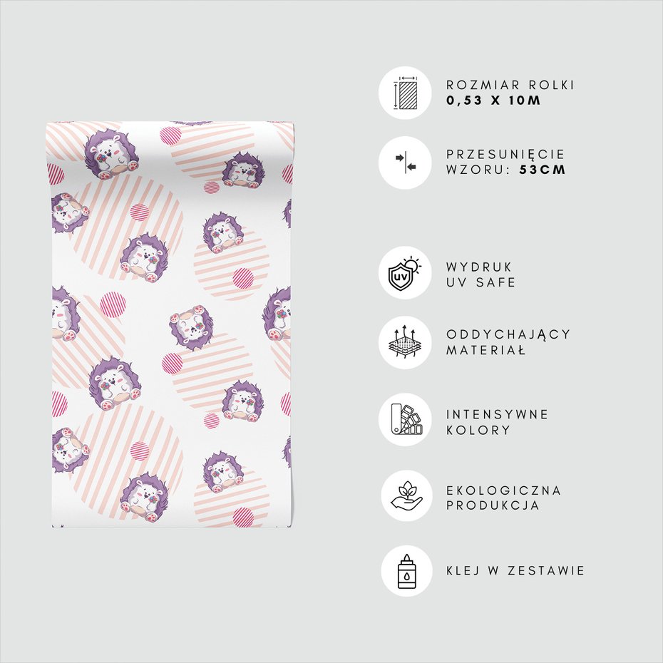 Tapeta - dziecięca, jeże, kropki,