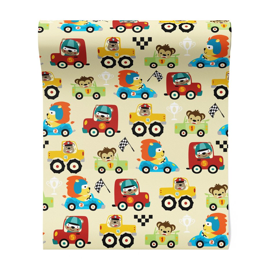 Tapeta - dziecięca, samochody, zwierzęta,