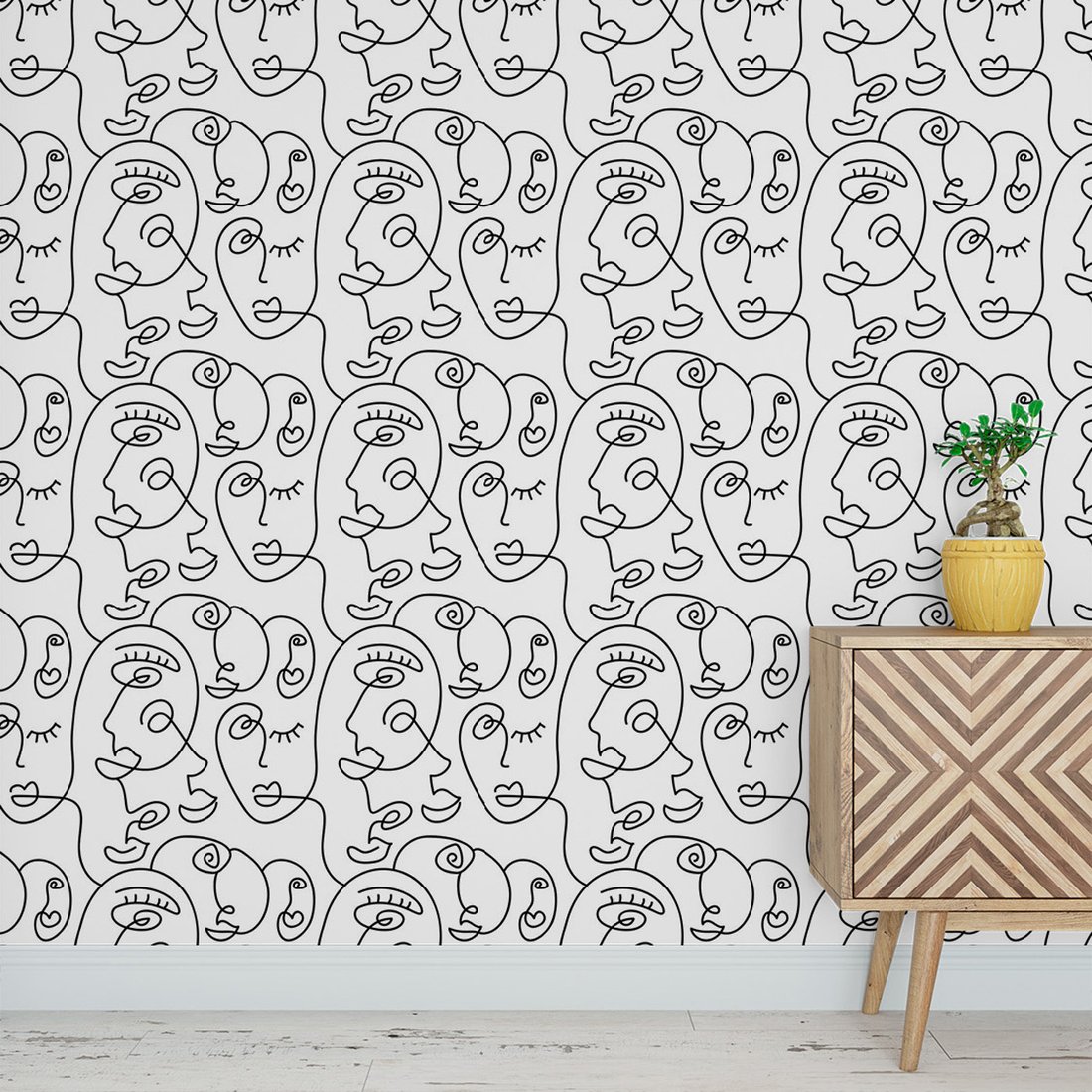 Tapeta - twarz, linia, abstrakcja