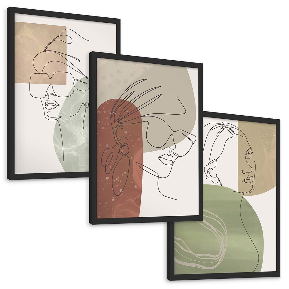 Zestaw obrazy w ramie, plakaty - portret, kobieta, abstrakcja - rama czarna
