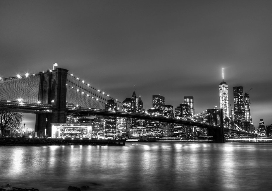 Fototapeta - miasto, most, noc