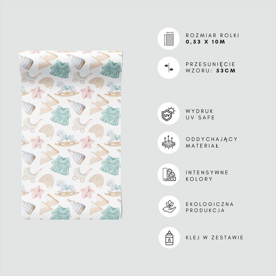 Tapeta - dziecięca, ilustracje, zabawki, dziecięca