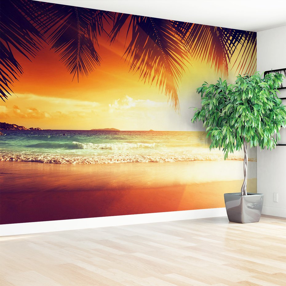 Fototapeta - plaża, morze, palmy