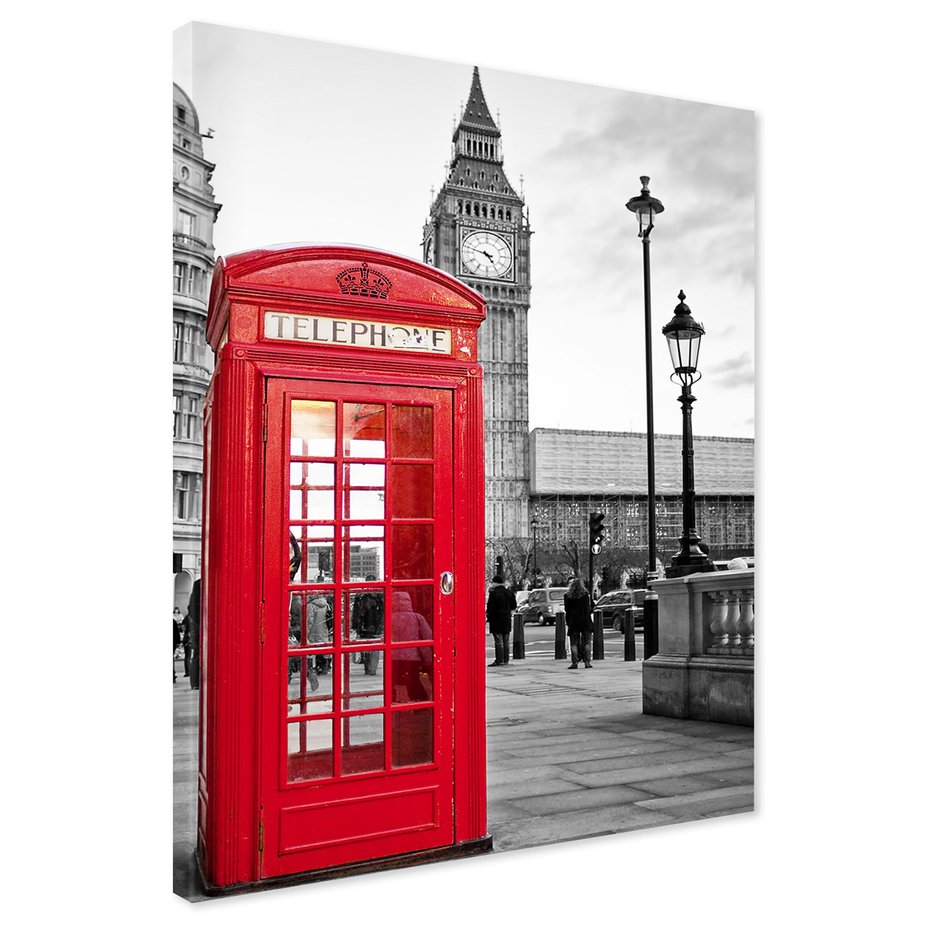 Obraz na płótnie - Londyn, budka telefoniczna, Big Ben