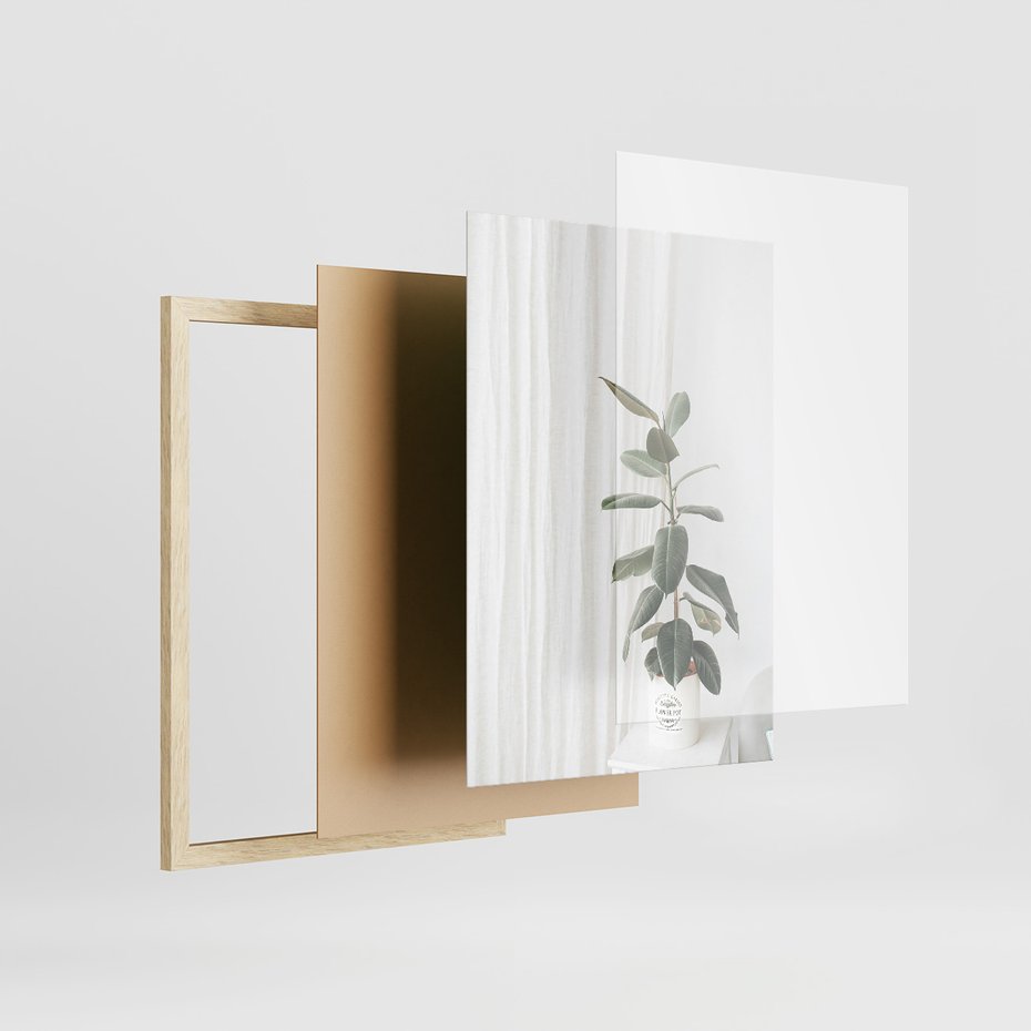 Zestaw obrazy w ramie, plakaty - rośliny, wnętrze, dekoracje - rama drewno