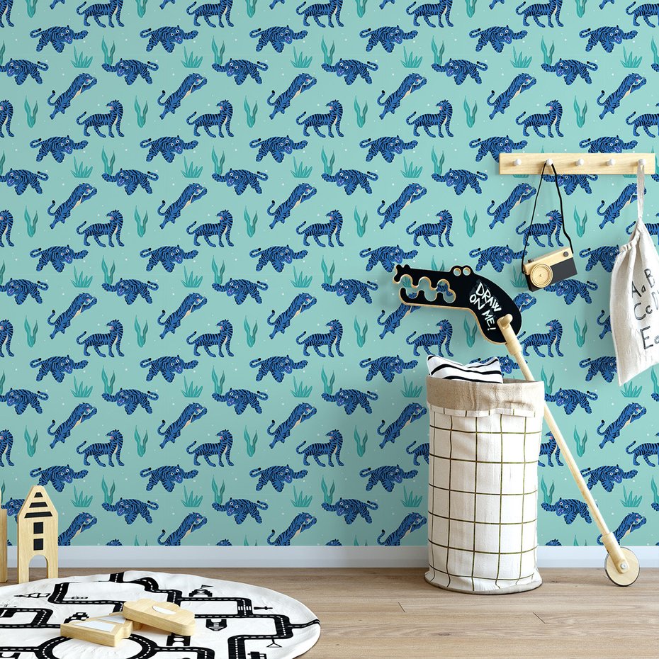 Tapeta - tygrysy, liście, roślinność