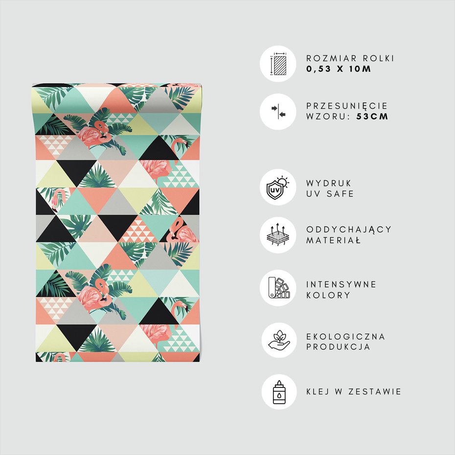 Tapeta - flaming, liście, trójkąty