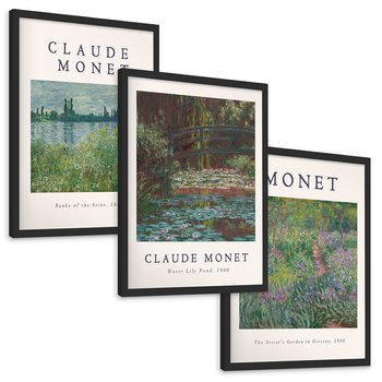 Zestaw obrazy w ramie, plakaty - Monet, Impresjonizm, Natura - rama czarna