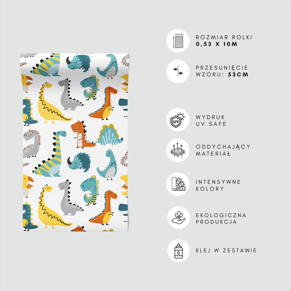 Tapeta - dziecięca, dinozaury, ilustracje, postacie