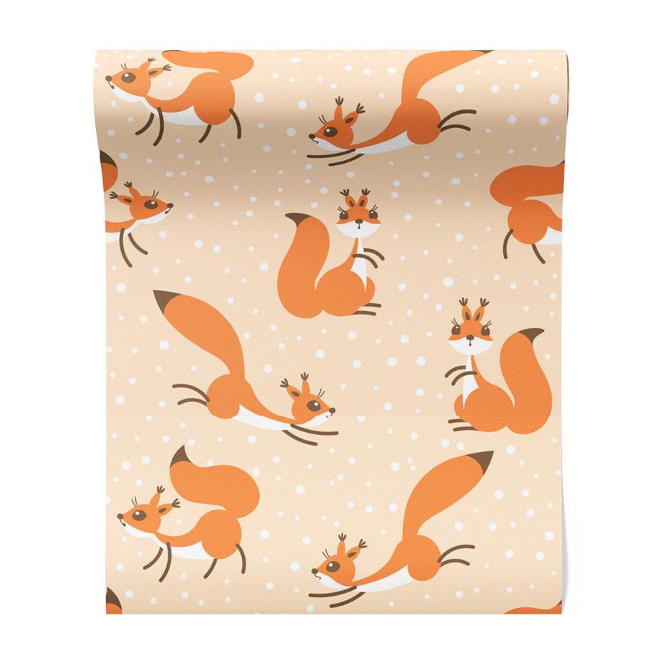 Tapeta - dziecięca, wiewiórka, ogon, kropki