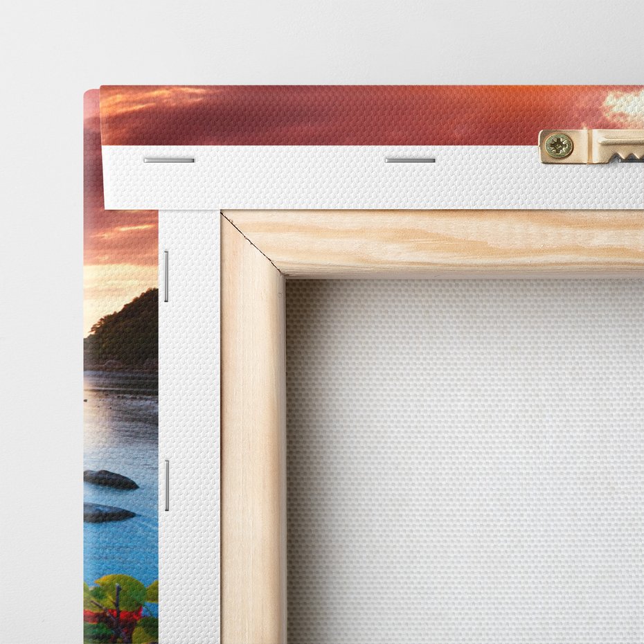 Obraz na płótnie - plaża, zachód słońca, kwiaty