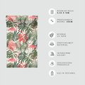 Tapeta - flamingo, liście, tropiki