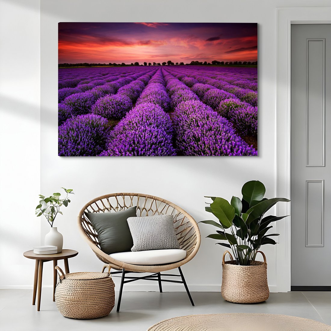 Obraz na płótnie - lawenda, pole, zachód słońca
