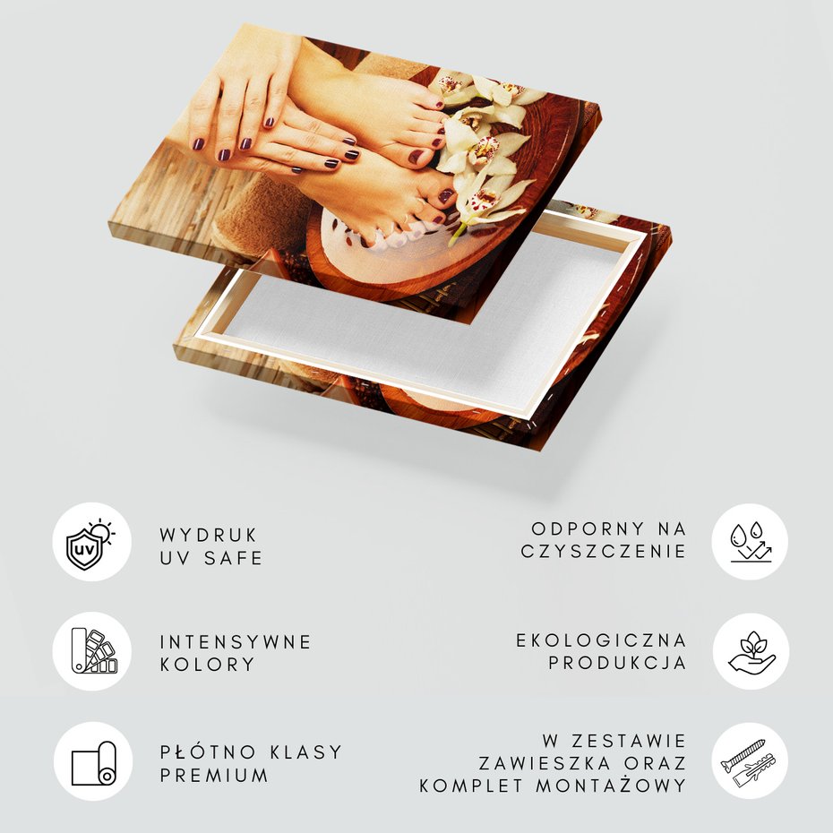 Obraz na płótnie - pedicure, dłonie, kwiaty