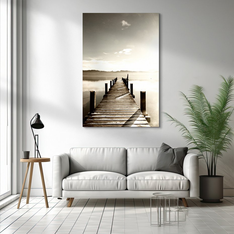 Obraz na płótnie - jezioro, pomost, woda