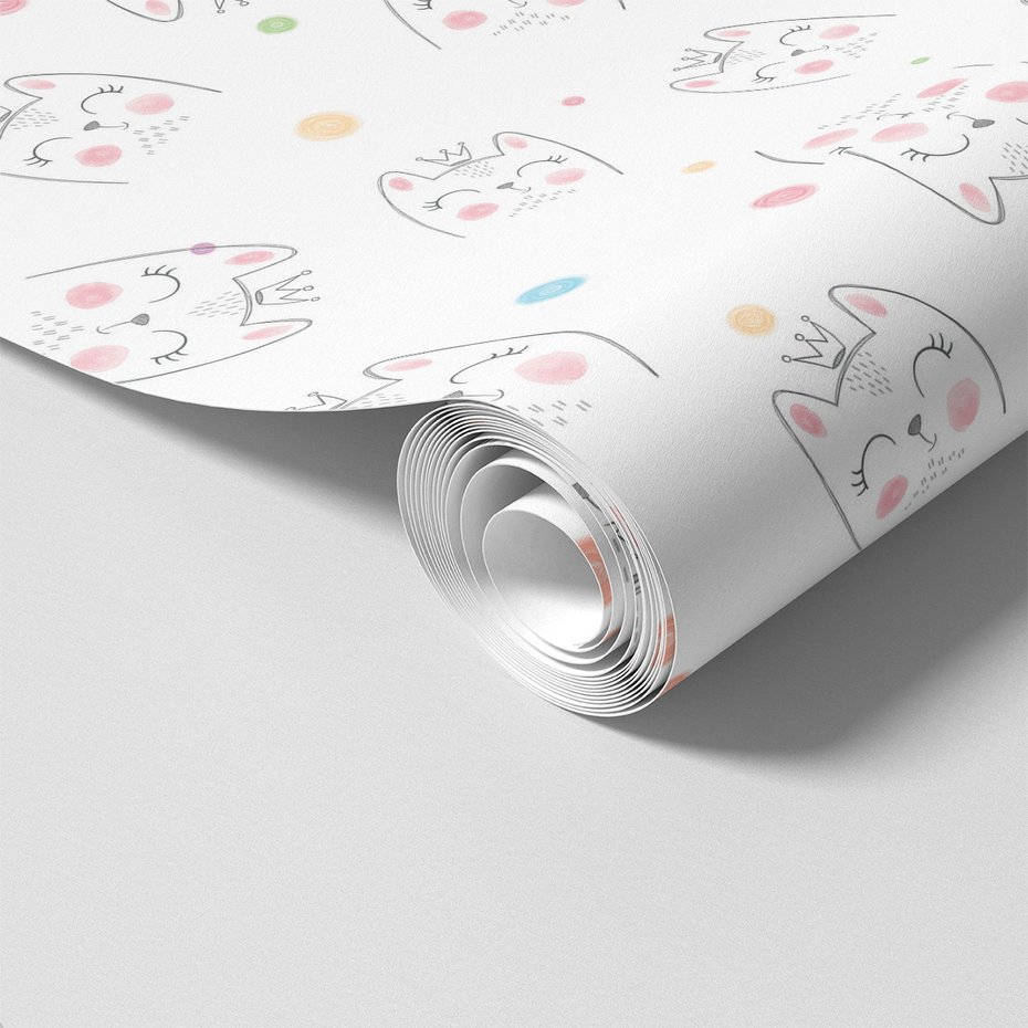 Tapeta - dziecięca, koty, korony,