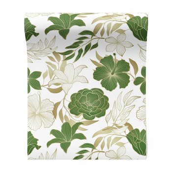 Tapeta - kwiaty, liście, wzór