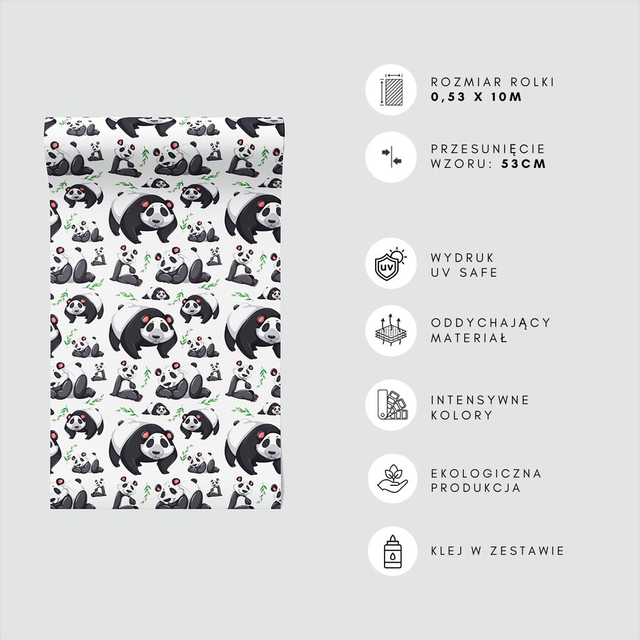 Tapeta - dziecięca, panda, liście, tło