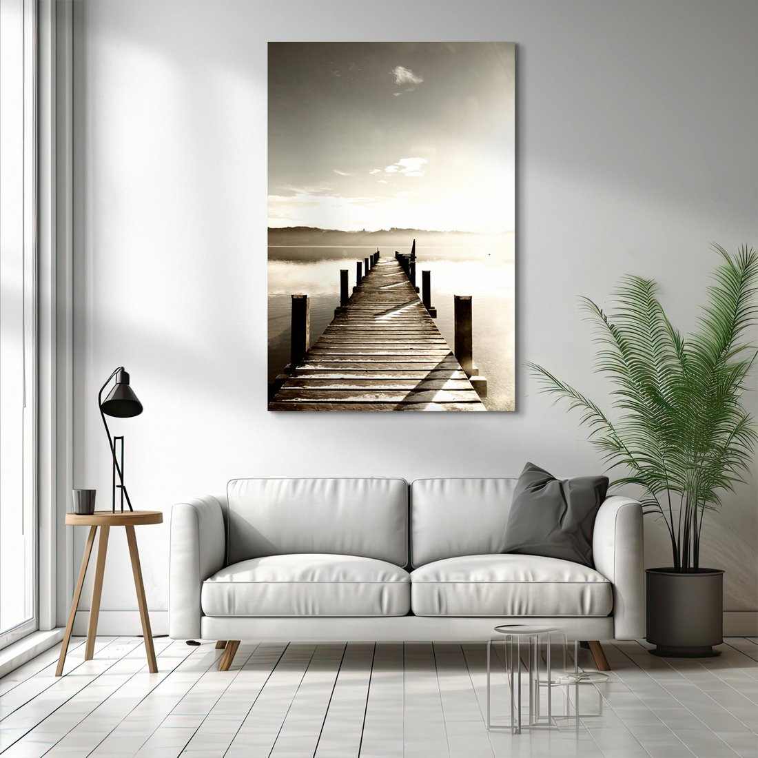 Obraz na płótnie - jezioro, pomost, woda