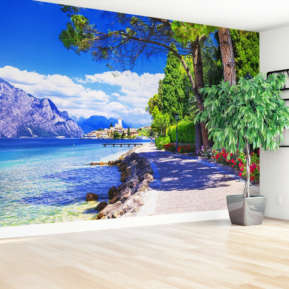 Fototapeta - jezioro, miasto, góry