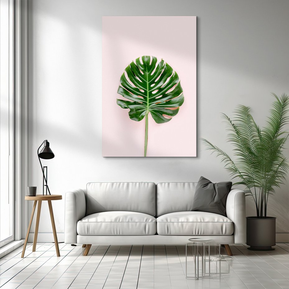 Obraz na płótnie - liść, monstera, roślina