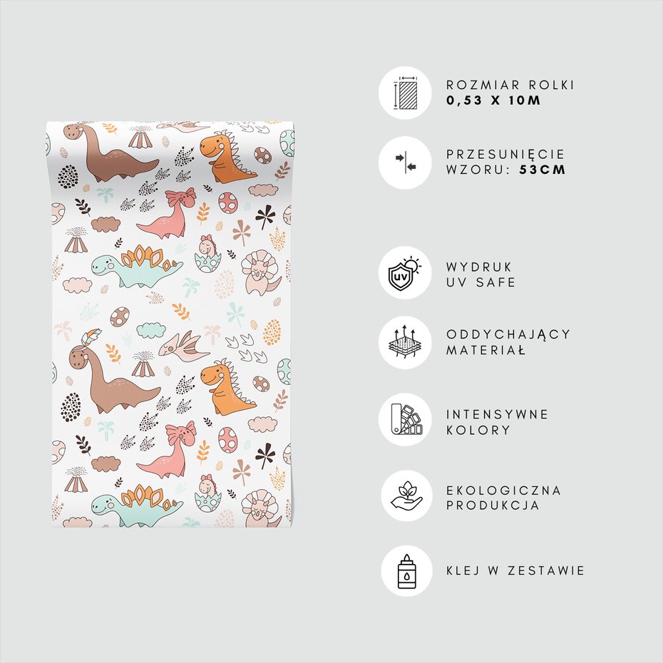 Tapeta - dziecięca, dinozaury, wzór,