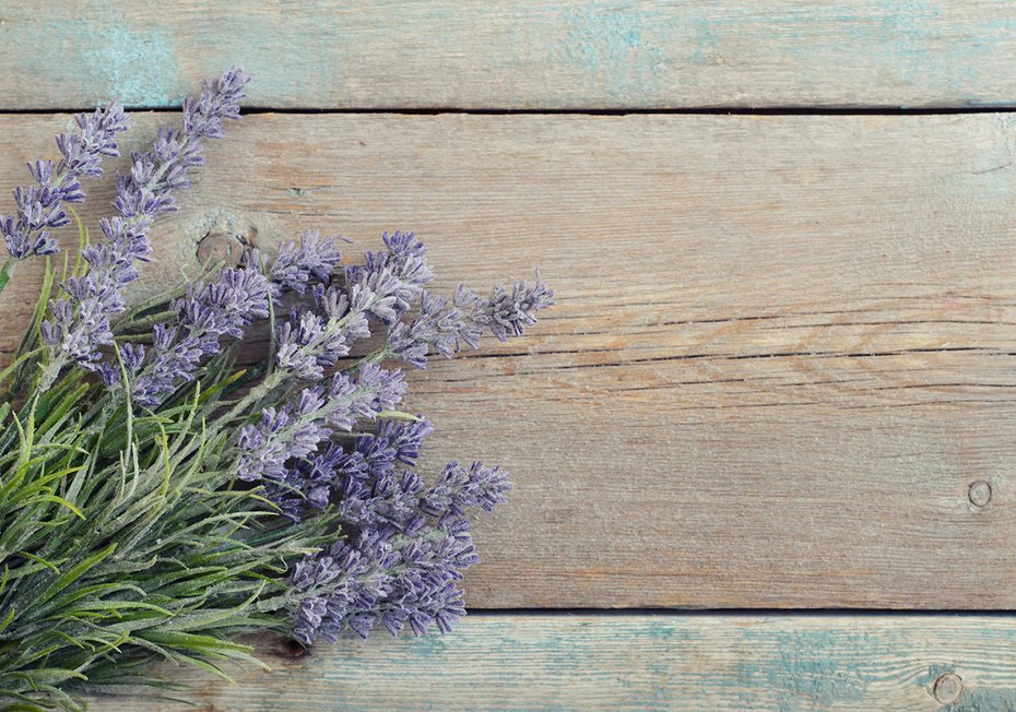 Fototapeta - lawenda, kwiaty, drewno