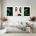 Zestaw obrazy w ramie, plakaty - liście, monstera, rośliny - rama biała