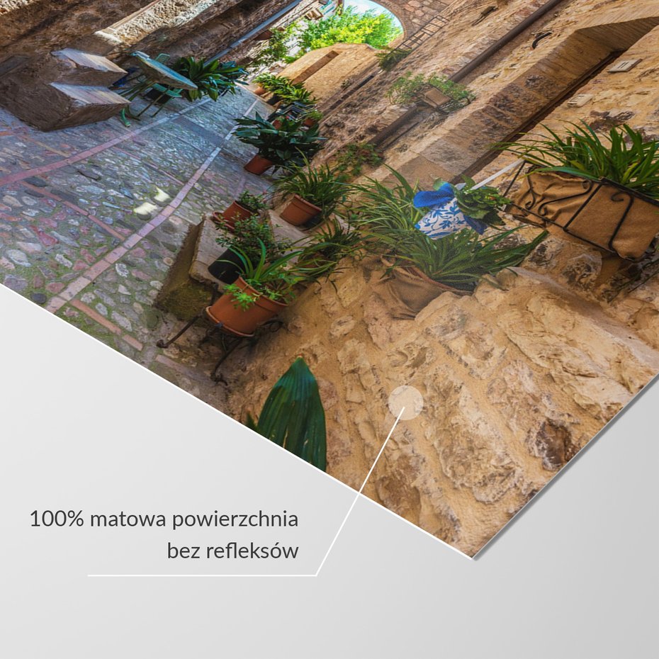 Fototapeta - uliczka, kamień, kwiaty