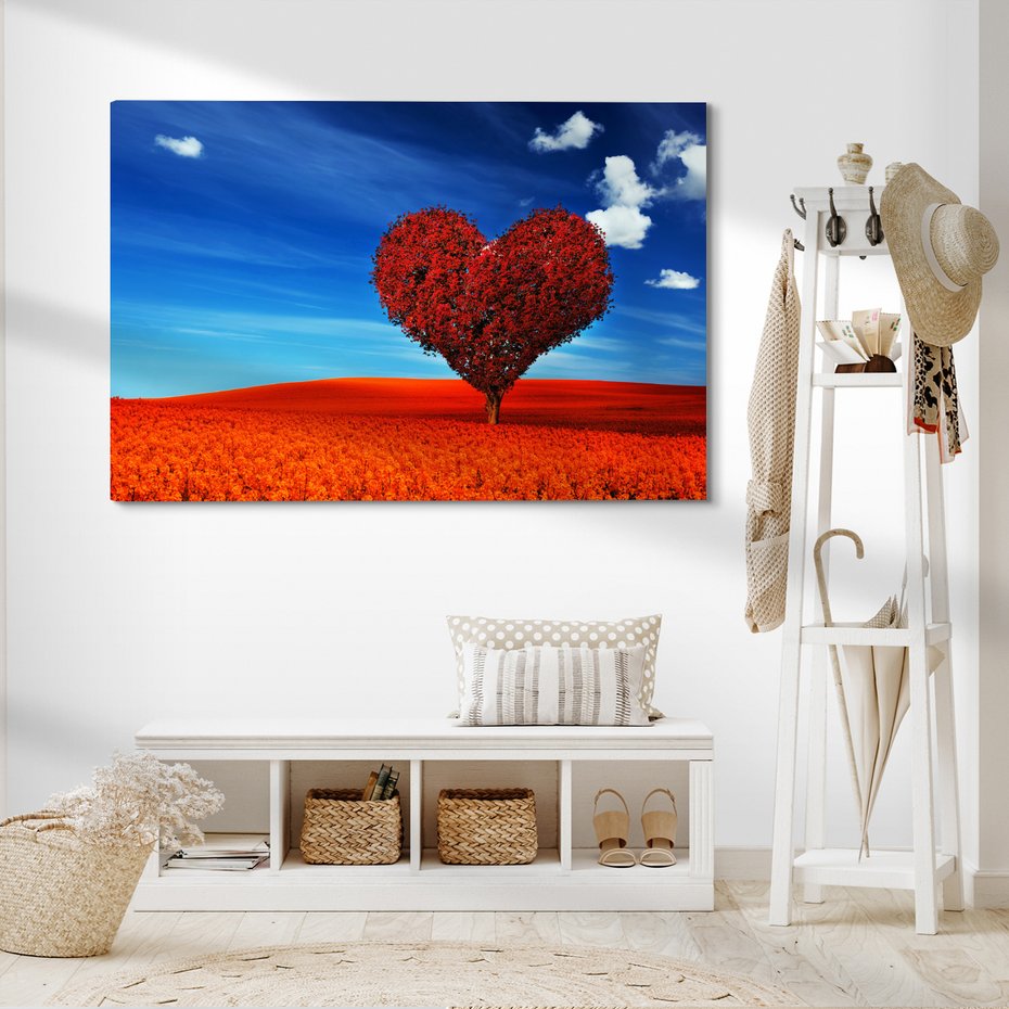Obraz na płótnie - drzewo, serce, krajobraz