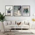 Zestaw obrazy w ramie, plakaty - eukaliptus, liście, gałązki - rama czarna
