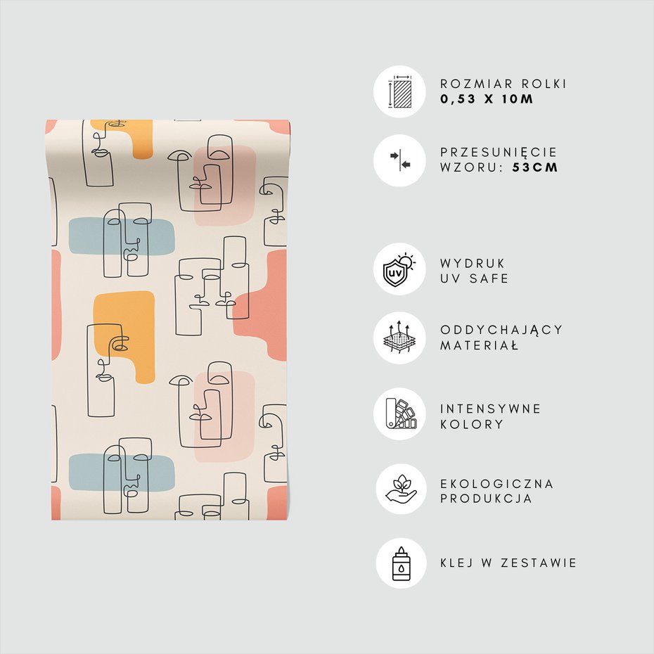 Tapeta - twarze, abstrakcja, linie