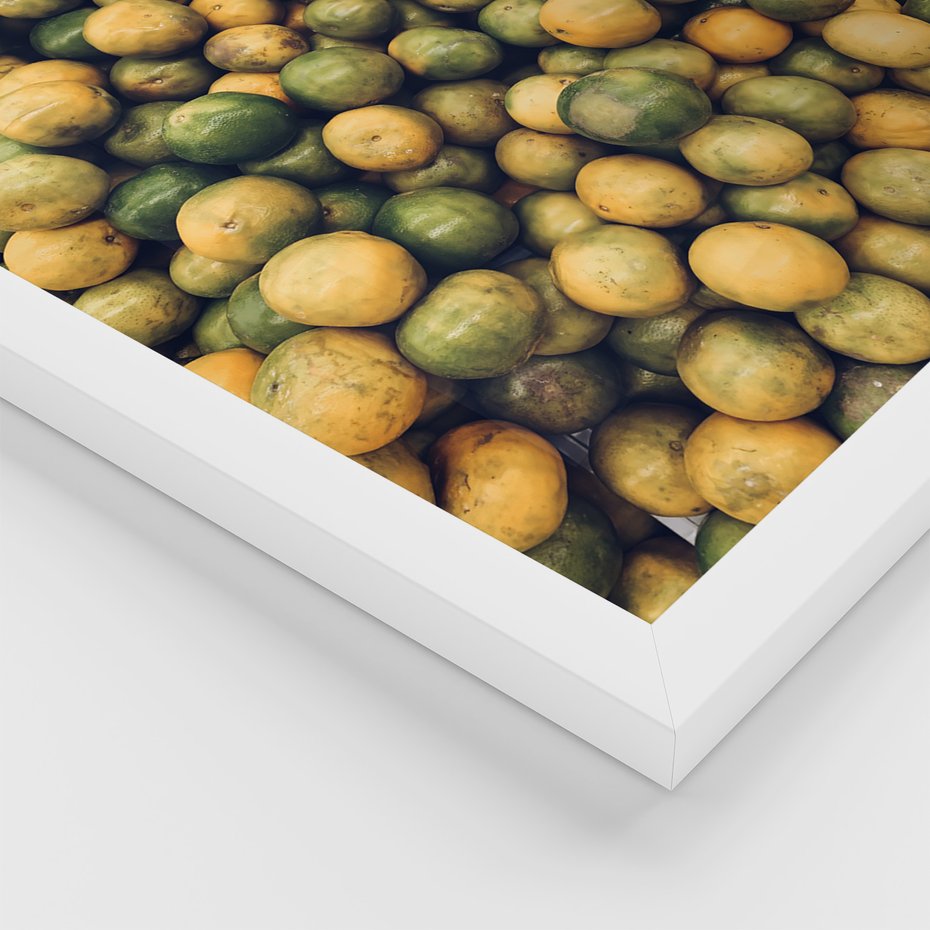 Zestaw obrazy w ramie, plakaty - owoce, cytryny, pozytywne - rama biała