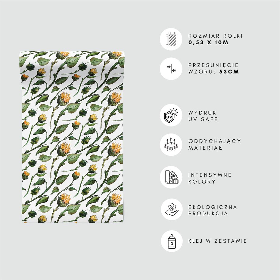 Tapeta - kwiaty, liście, łodygi