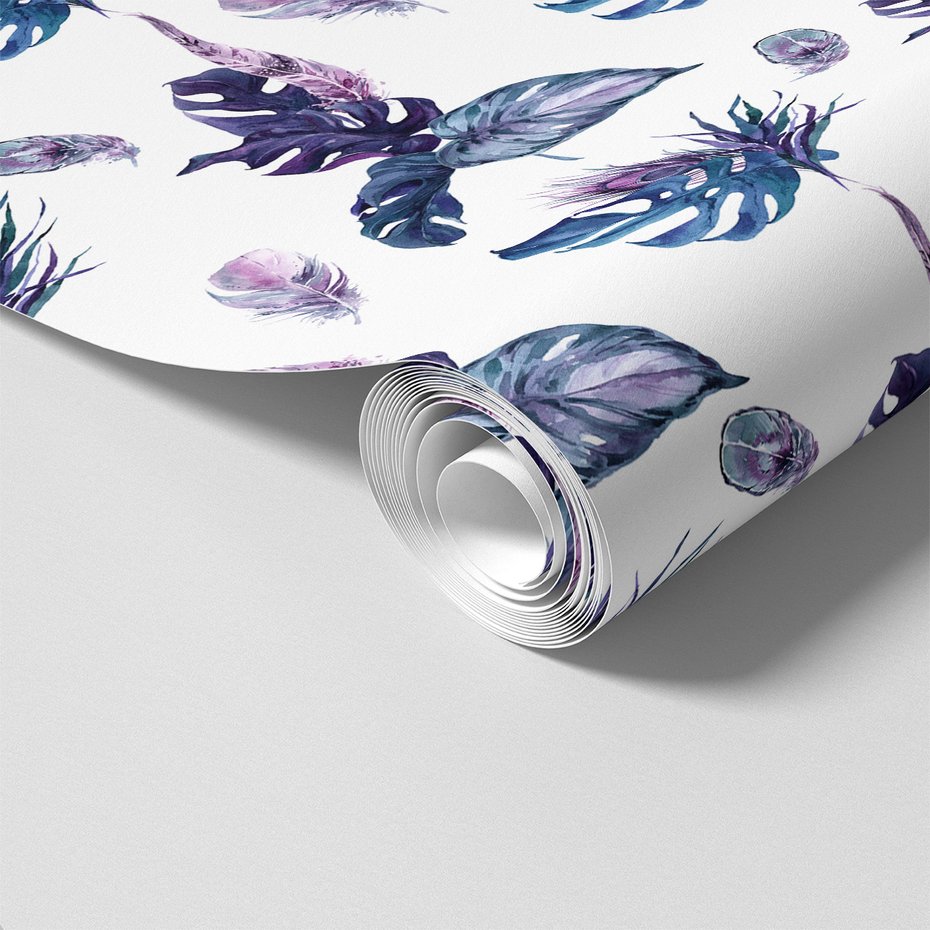 Tapeta - liście, pióra, abstrakcja