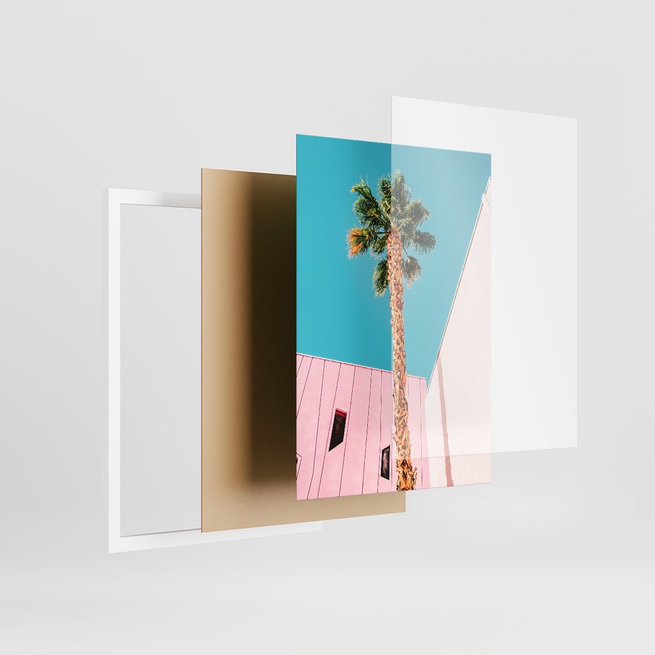 Zestaw obrazy w ramie, plakaty - palmy, plaża, tropiki - rama biała