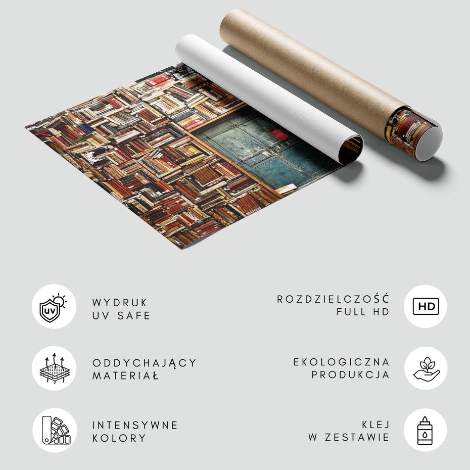 Fototapeta - książki, ściana, drzwi